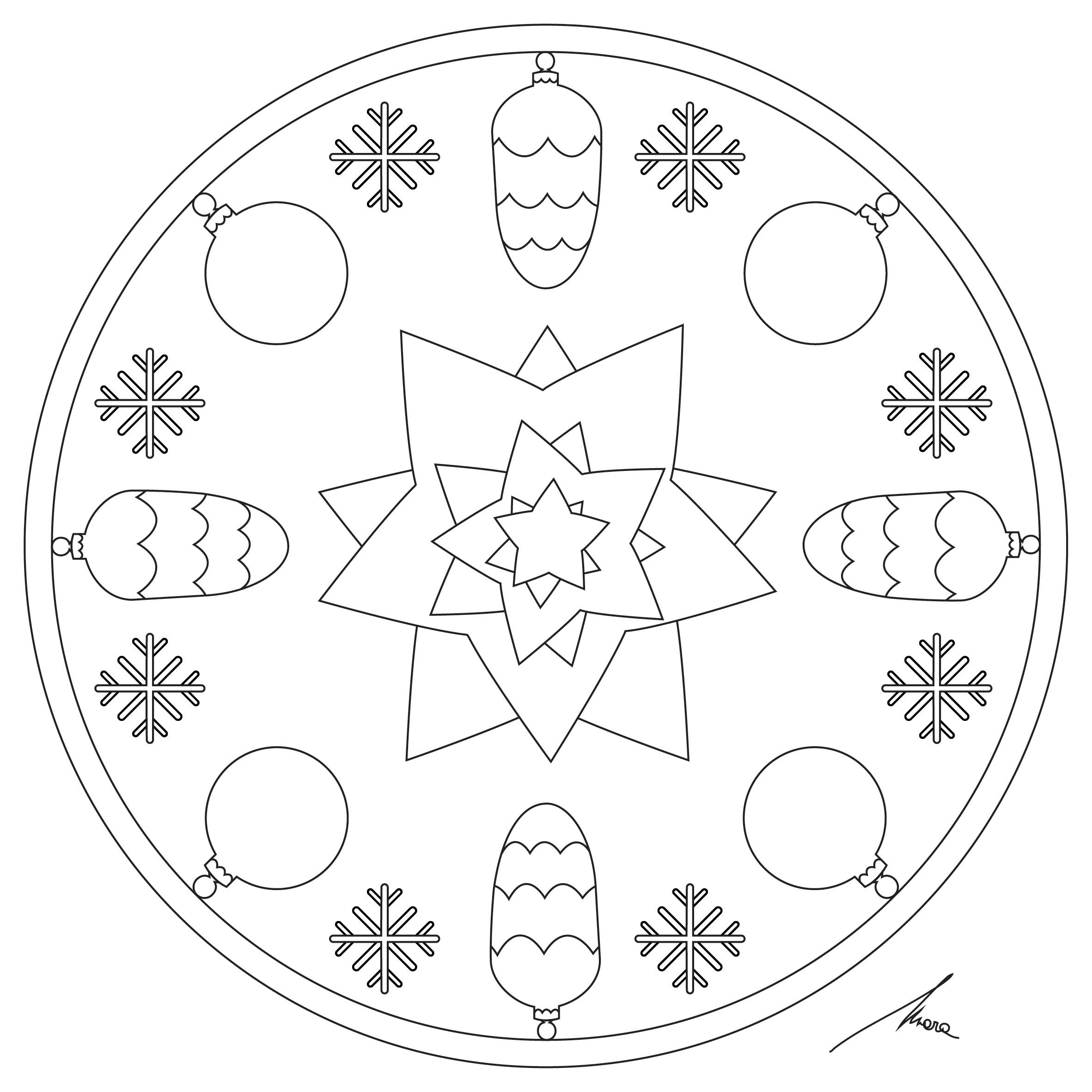 Mandala di Natale da colorare per bambini